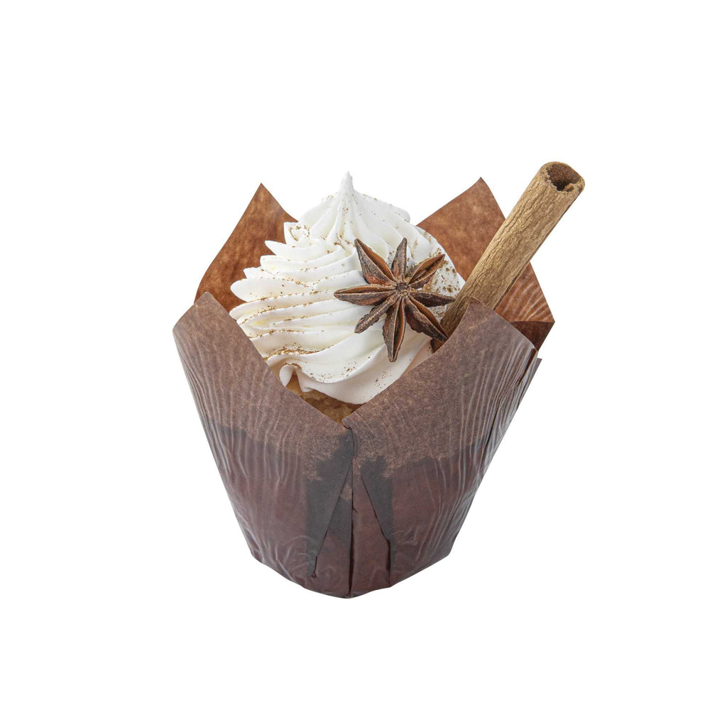 Panificio 4 oz Brown Paper Tulip Baking Cup - Greaseproof - 3 1/2" x 3 1/2" x 3 1/2" - 200 count box