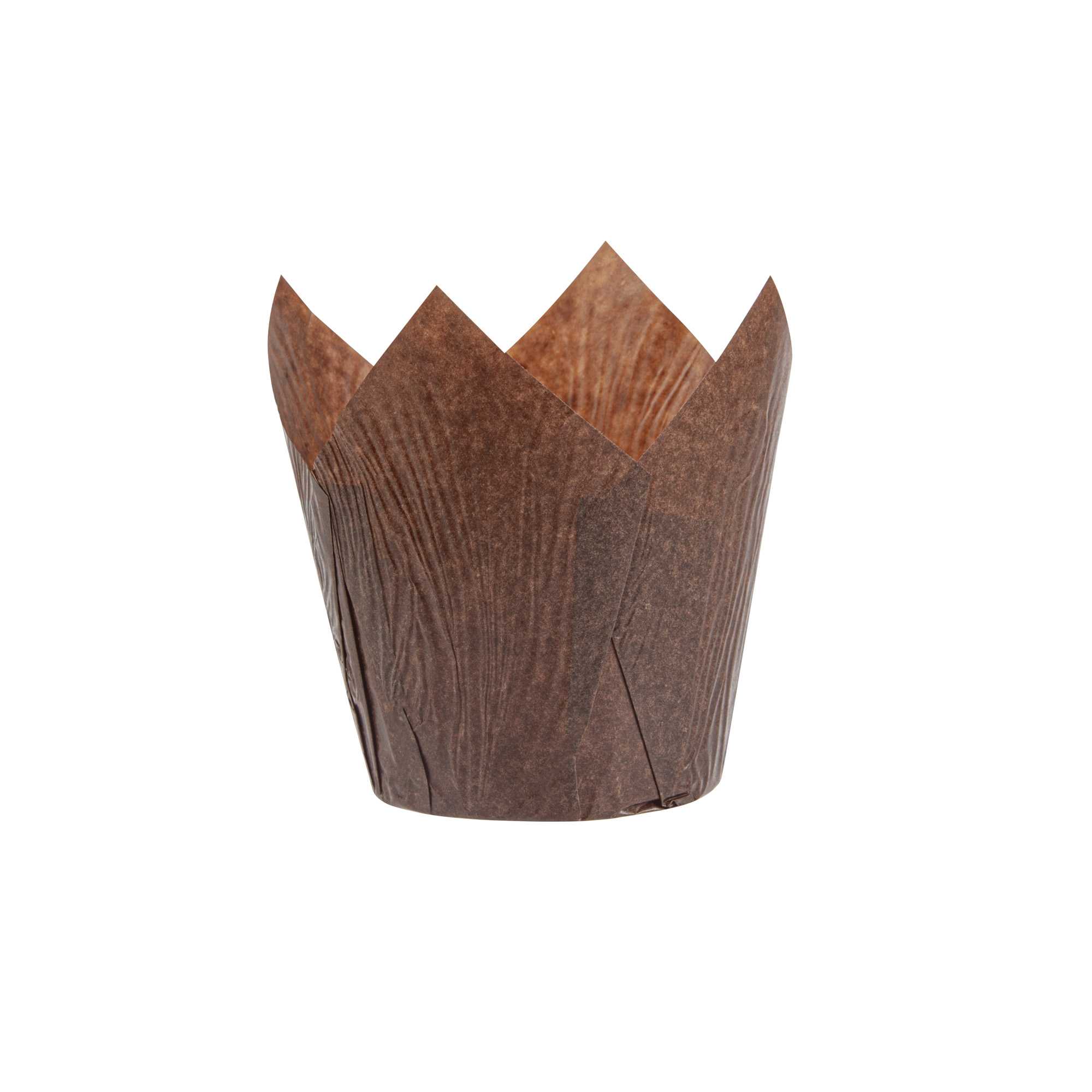 Panificio 4 oz Brown Paper Tulip Baking Cup - Greaseproof - 3 1/2" x 3 1/2" x 3 1/2" - 200 count box