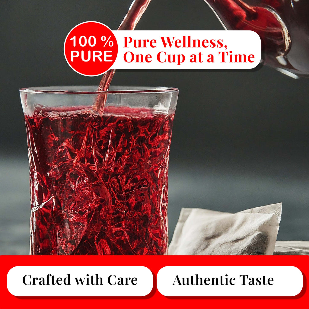 Hibiscus Tea Bags 50 Count – Pure Dried Hibiscus, Caffeine-Free, Stress-Relieving Herbal Tea