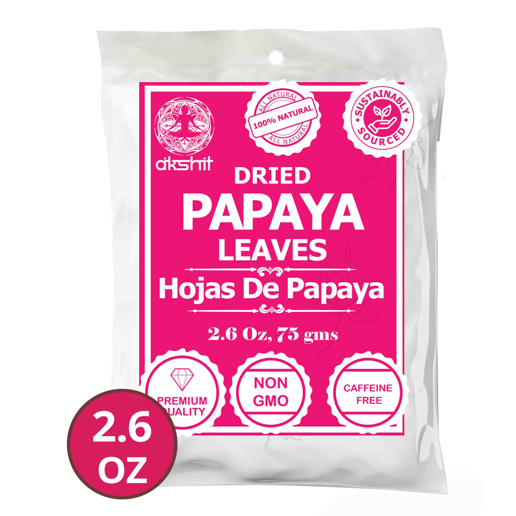 Akshit Papaya Leaves, Hojas de papaya, 2.6oz, Dried Papaya Leaf, Herbal Tea, Non GMO, Caffeine free, Sugar free, Rich In Vitamins.