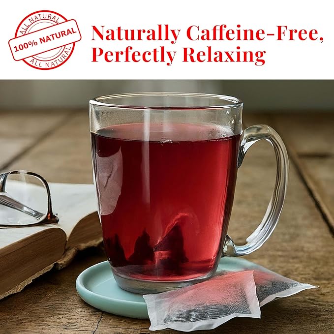 Akshit 50 Hibiscus Ginger Tea Bags – Natural Hibiscus Tea Blend with Hibiscus Flowers & Ginger Root, Stress Relieving & Energy Tea