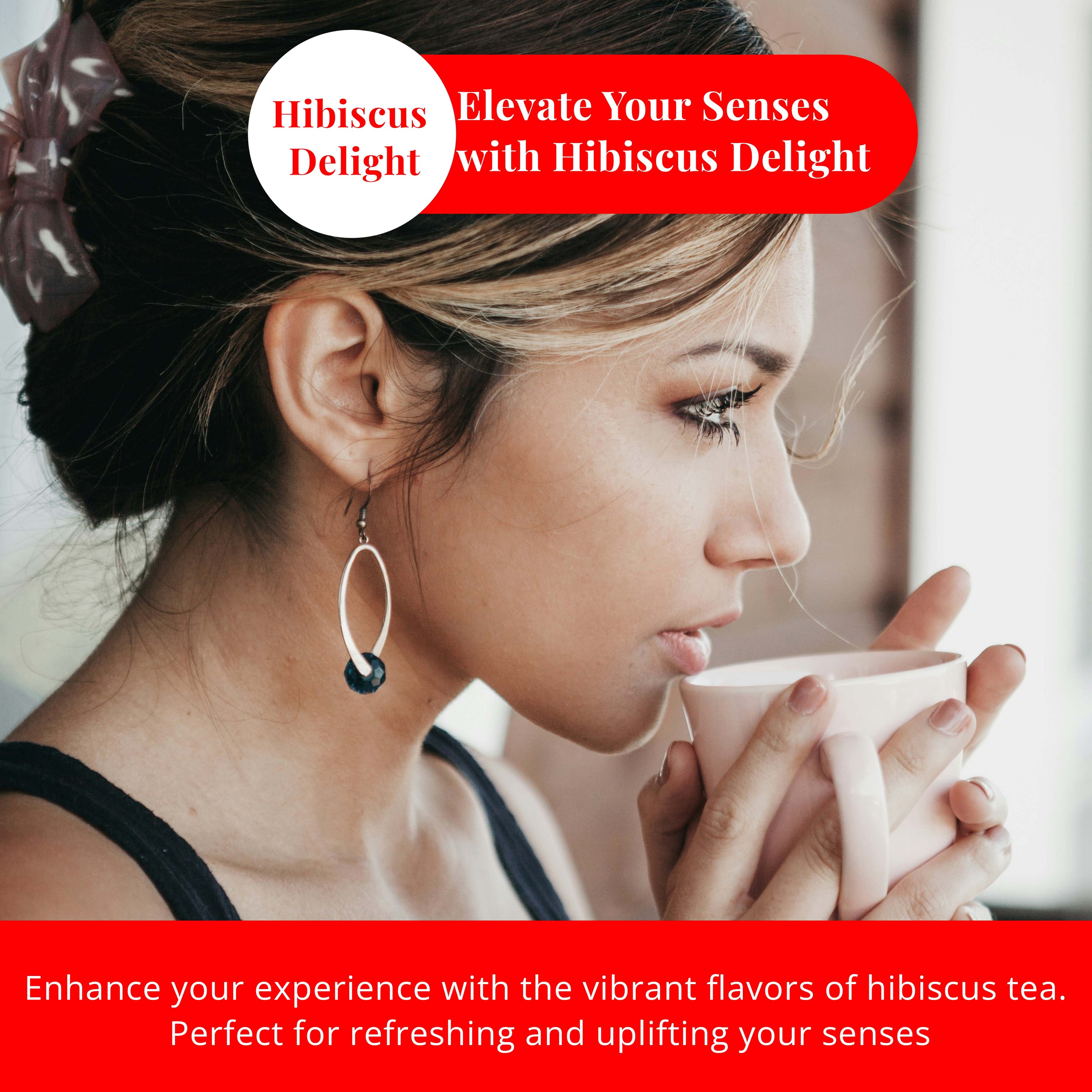 Hibiscus Tea Bags 50 Count – Pure Dried Hibiscus, Caffeine-Free, Stress-Relieving Herbal Tea